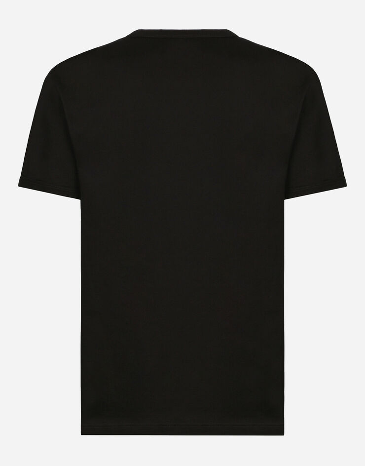 Cotton T-shirt with branded tag in Black for | Dolce&Gabbana® US