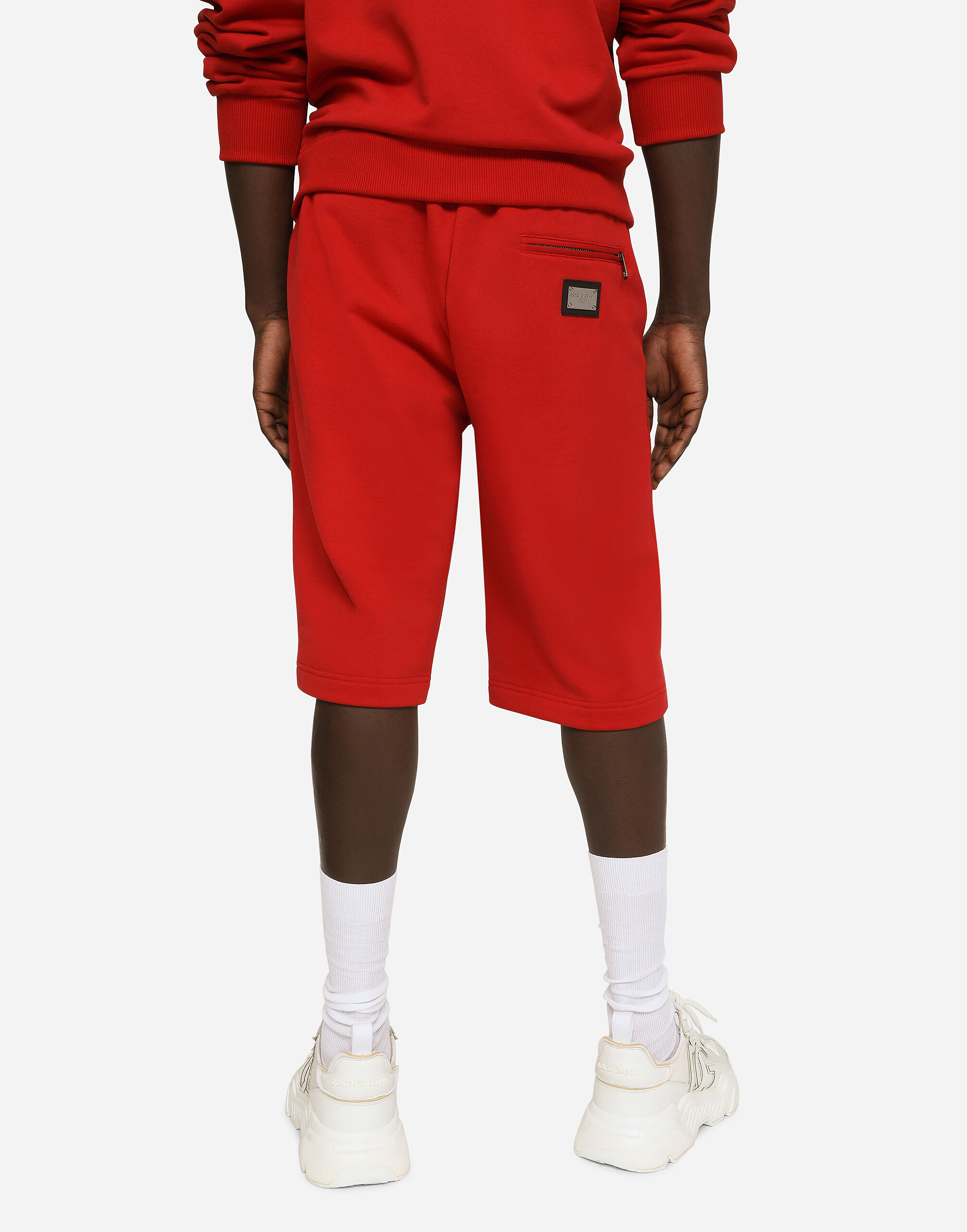 Jersey jogging shorts with logo tag