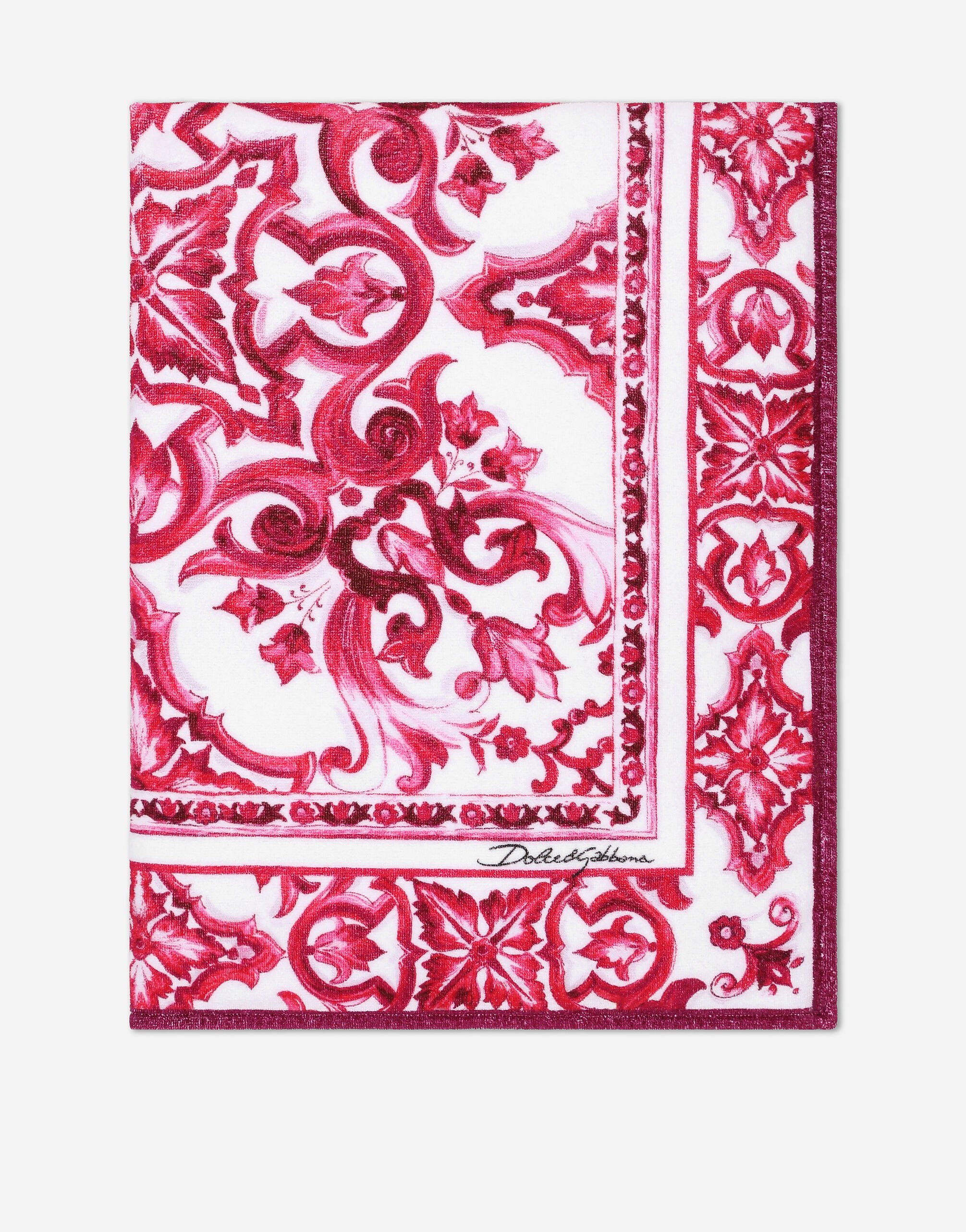 Dolce & Gabbana Majolica-print terrycloth beach towel Multicolor L53DE7G7EY0