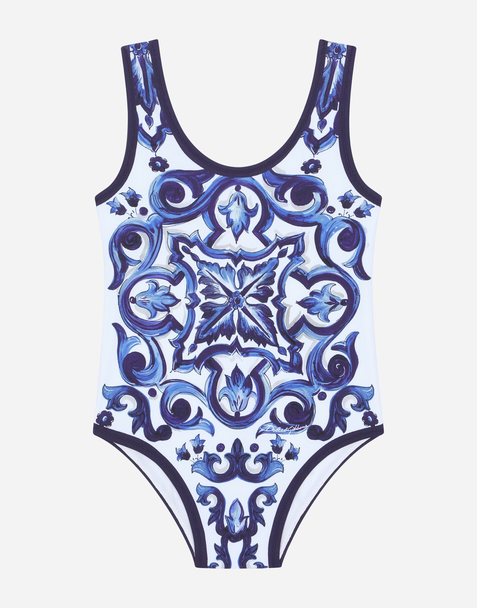 Dolce & Gabbana Majolica-print one-piece swimsuit Multicolor L53DE7G7EY0