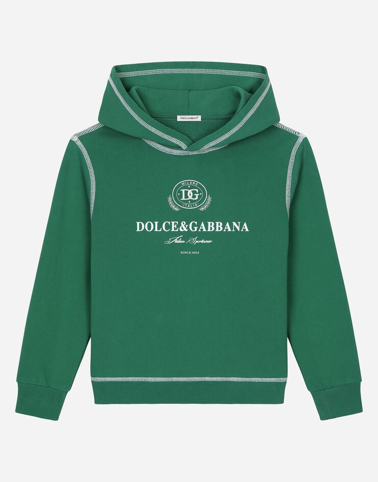 Dolce & Gabbana Kapuzensweatshirt aus Jersey mit Kontrastnähten und Dolce&Gabbana-Logo Grün L4JWKIG7NVV