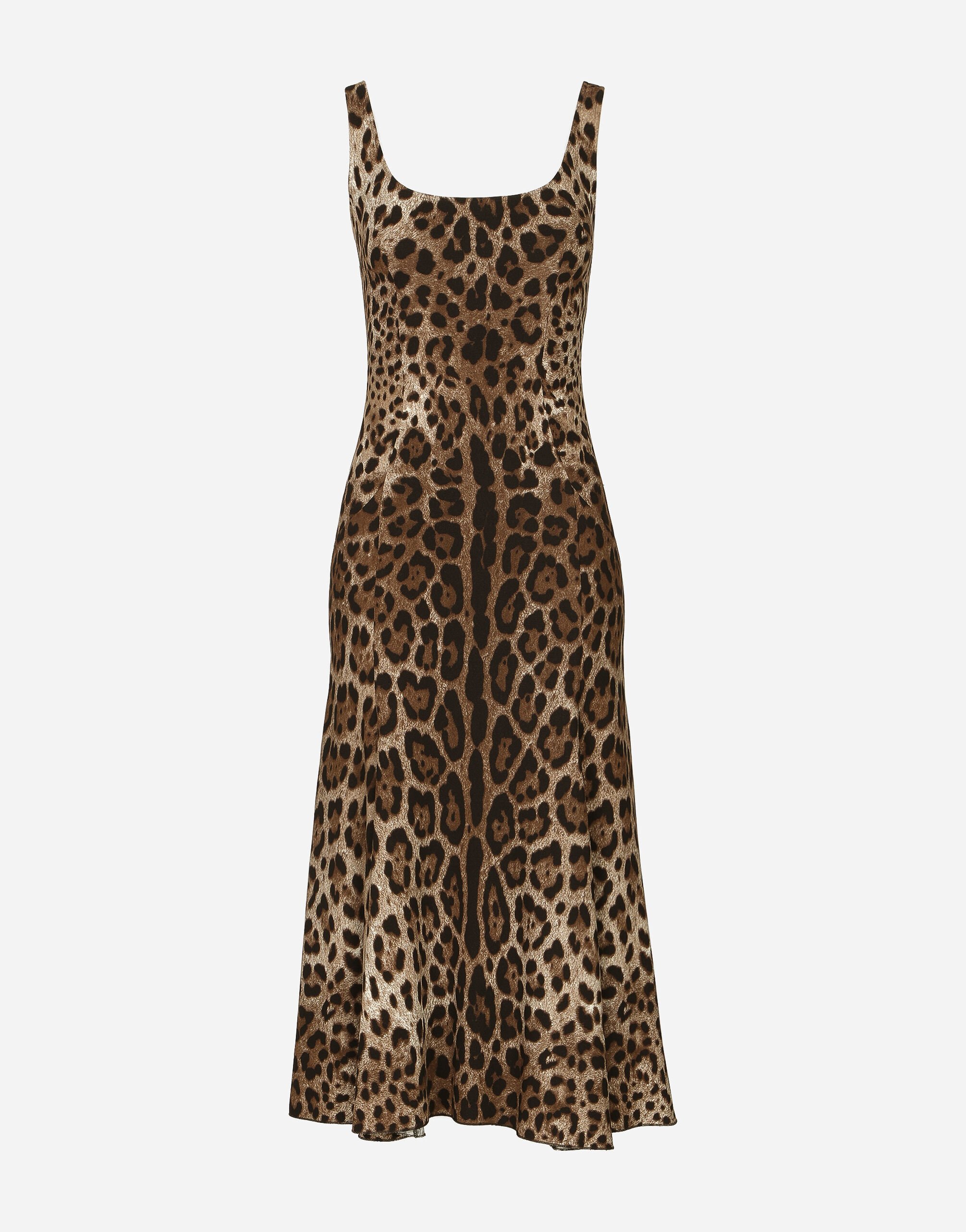 ${brand} Leopard-print calf-length cady dress ${colorDescription} ${masterID}