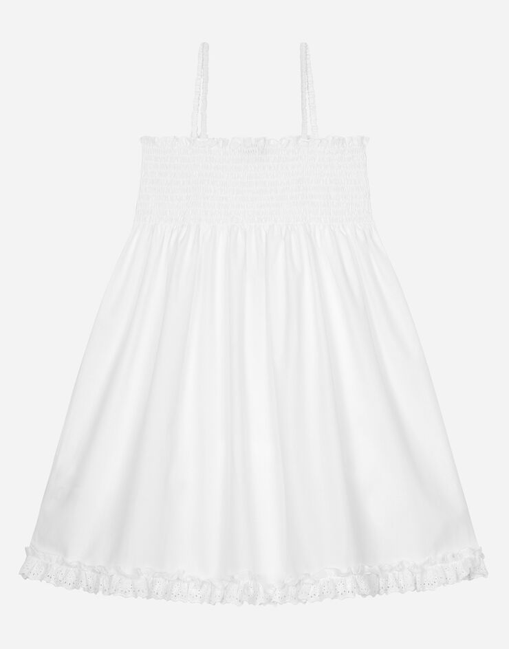 Dolce & Gabbana Vestido de popelina y encaje inglés Blanco L53DZ1G7NZC