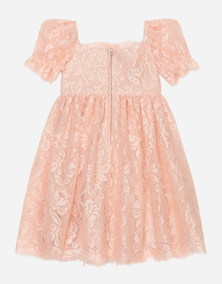 DolceGabbanaSpa Robe en dentelle à manches courtes Rose L53DQ3FLMAG