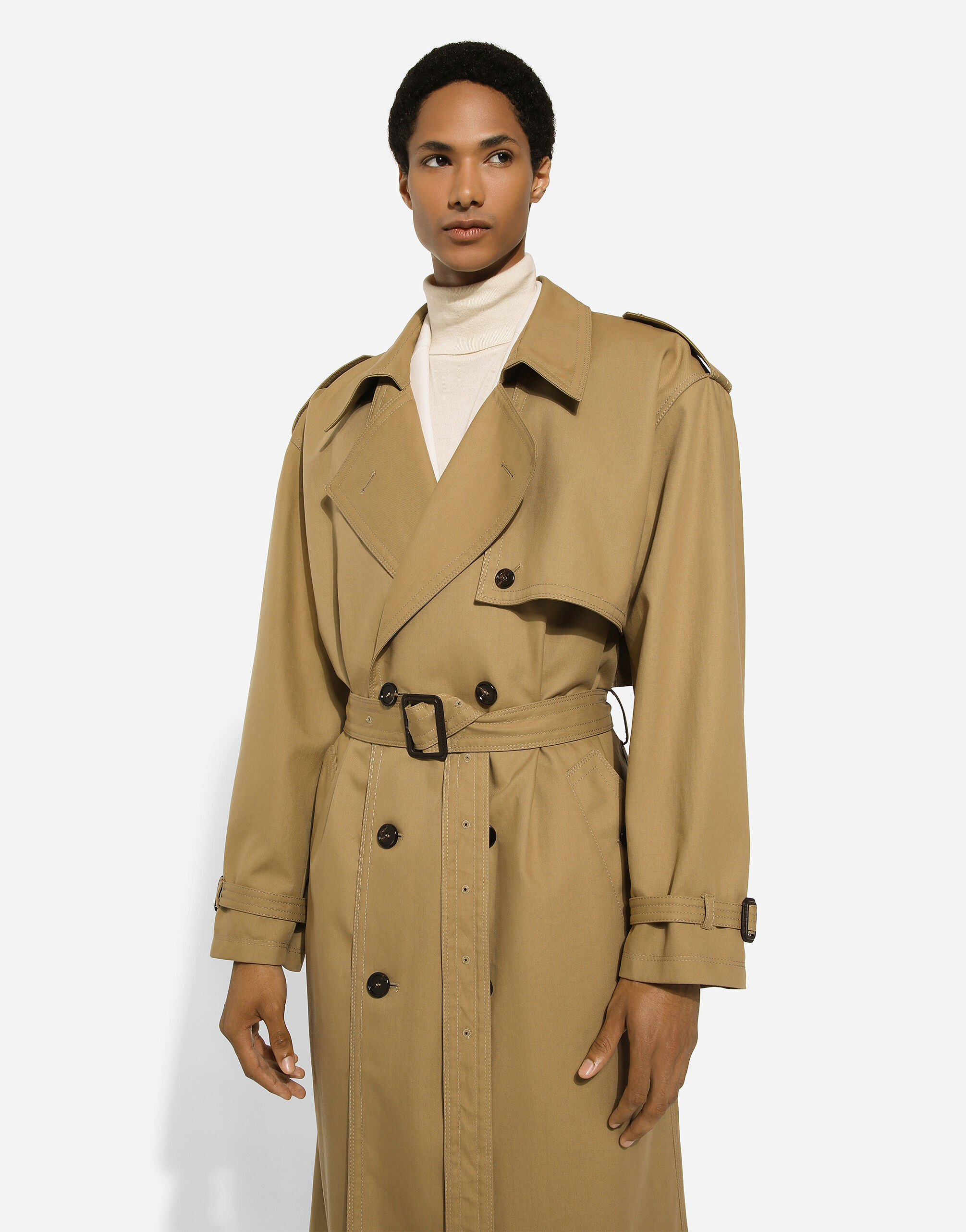ベージュのメンズ Double-breasted cotton trench coat | Dolce&Gabbana®