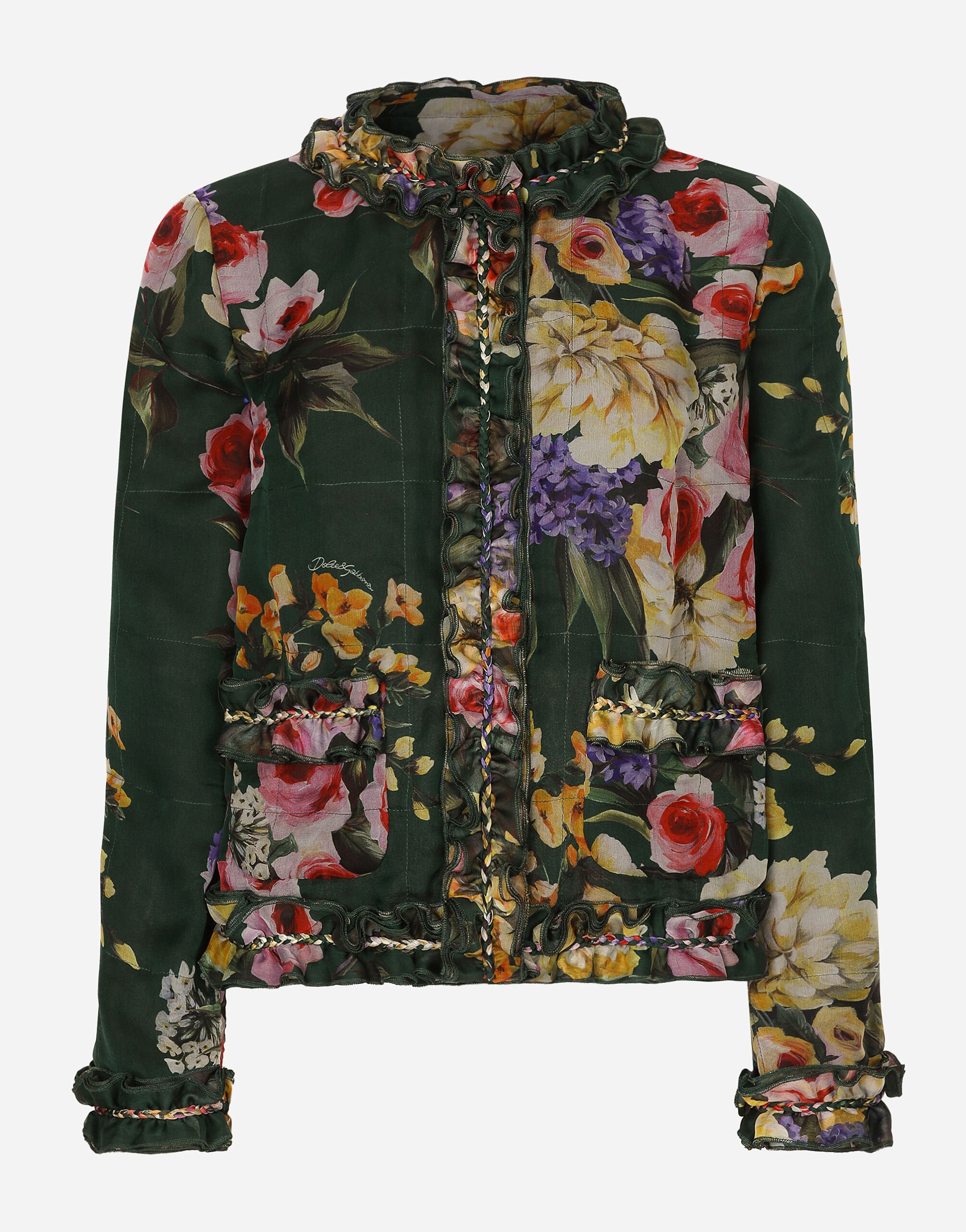 Dolce & Gabbana Garden-print chiffon jacket White F29UCTFJTBV