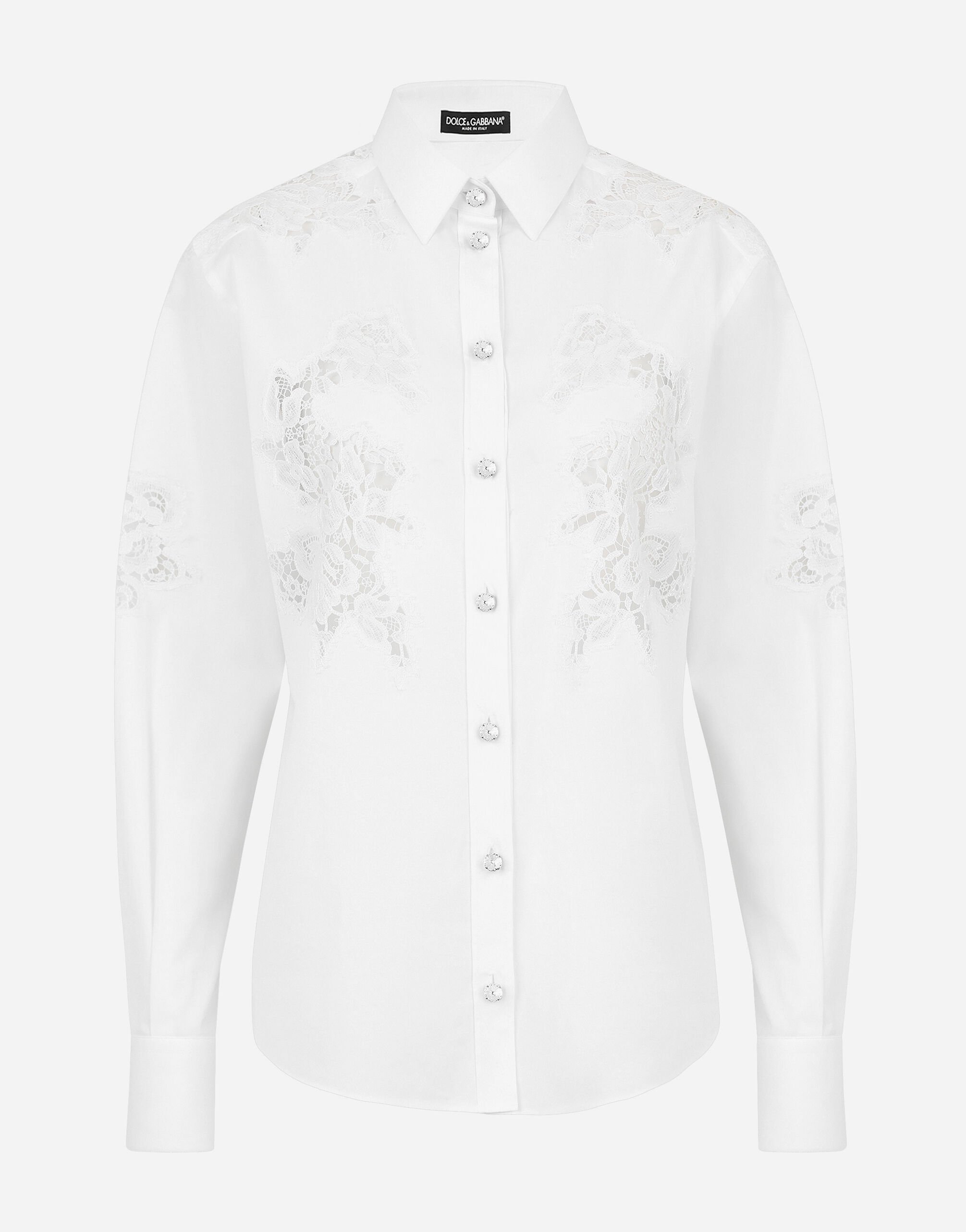 ${brand} Poplin shirt with lace openwork ${colorDescription} ${masterID}