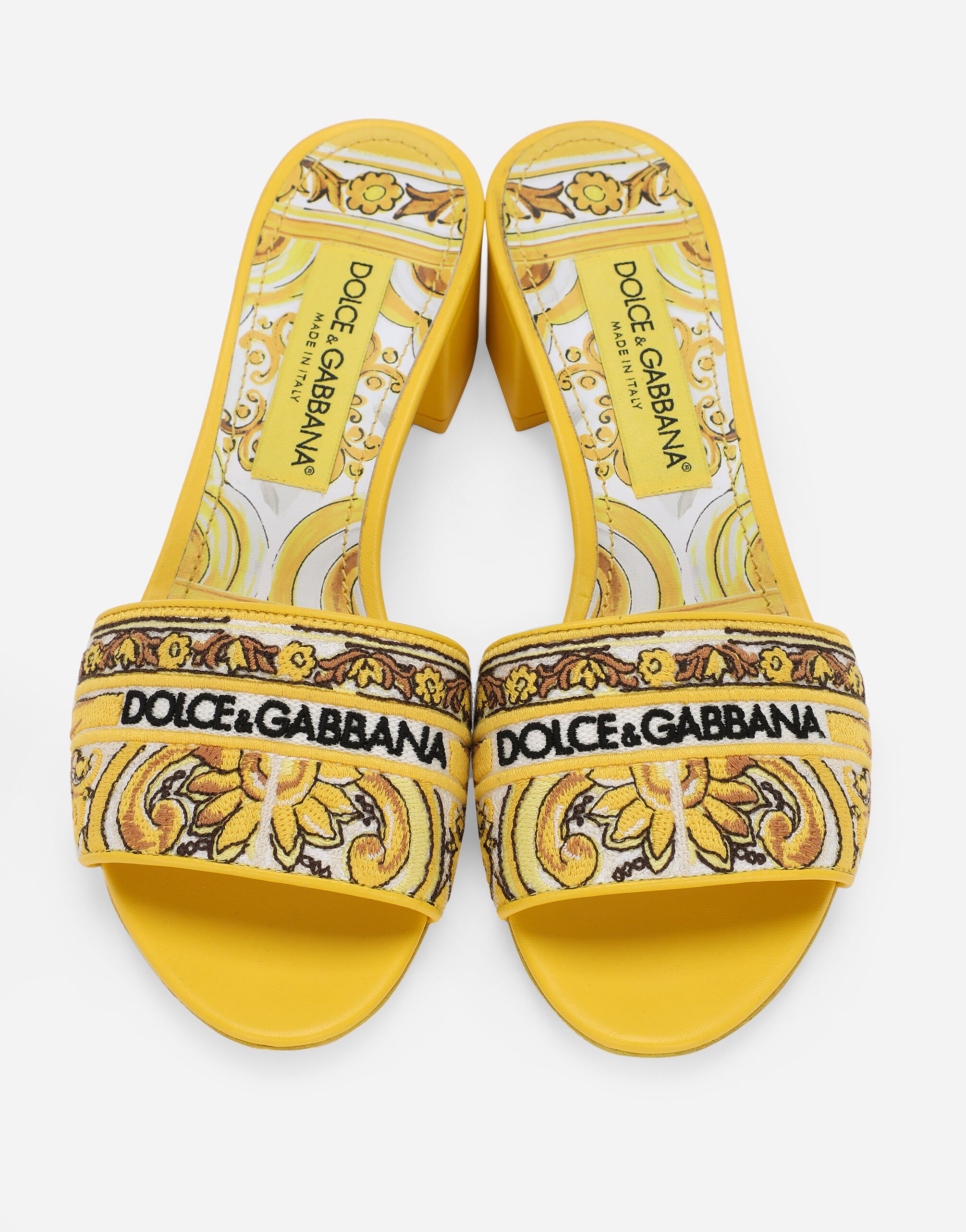 Mules with majolica embroidery in Print for | Dolceu0026Gabbana® US