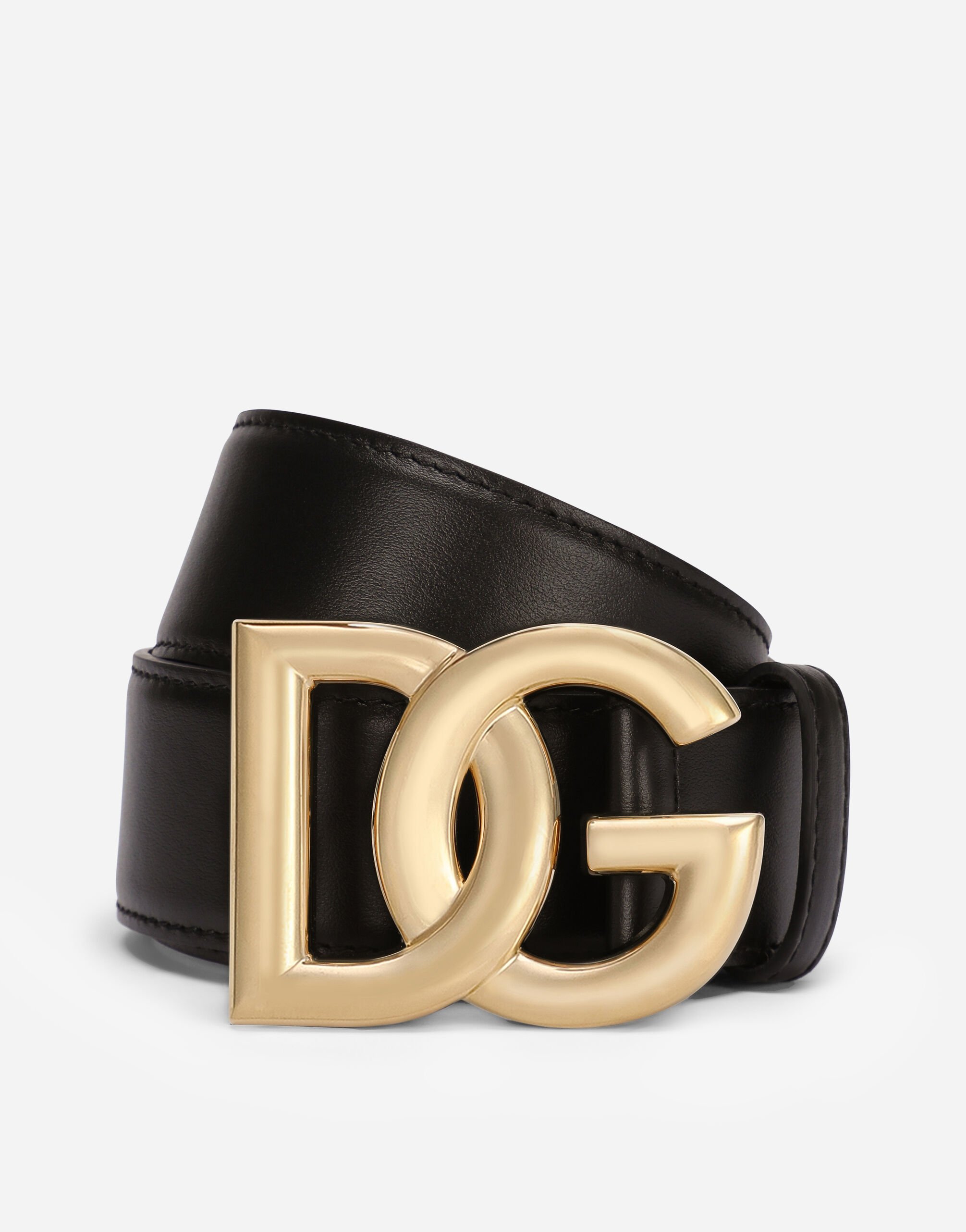 Dolce & Gabbana Calfskin belt with DG logo Gold BB7287AY828
