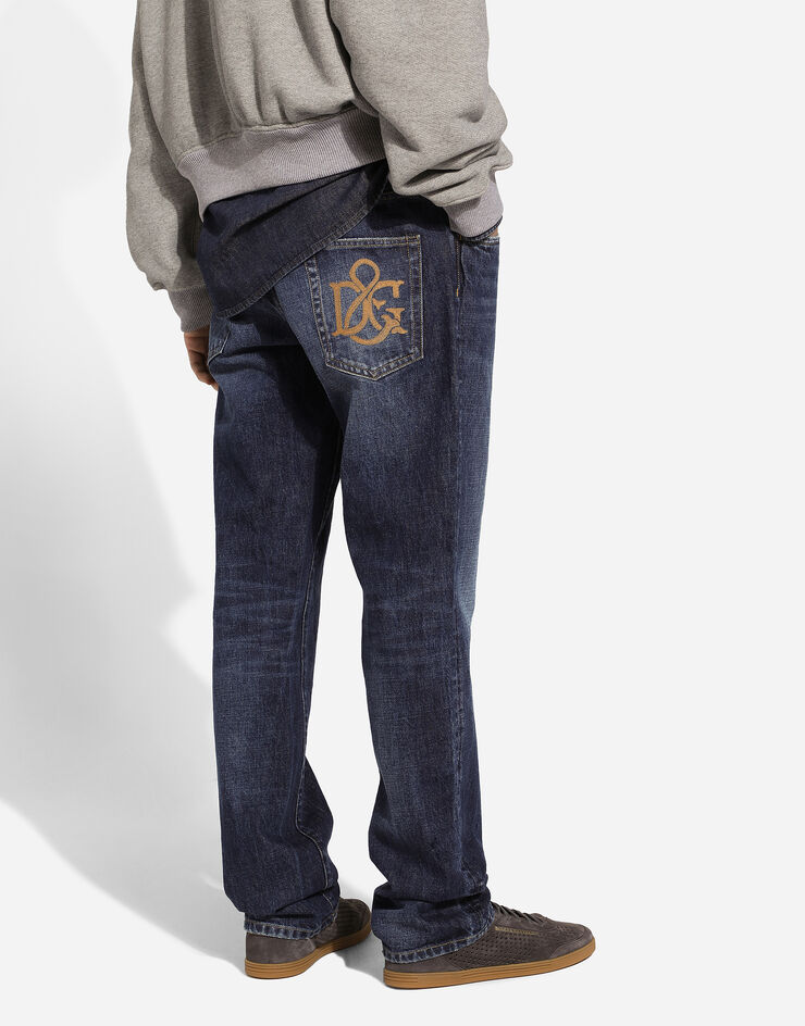 Dolce & Gabbana Jean classique en denim avec broderie DG Multicolore GP02XZG8LS0