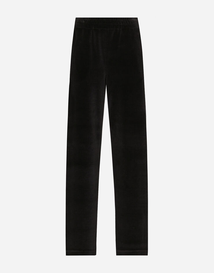 Dolce & Gabbana Cotton chenille jogging pants with DG logo Black FTC7VZGDCNX