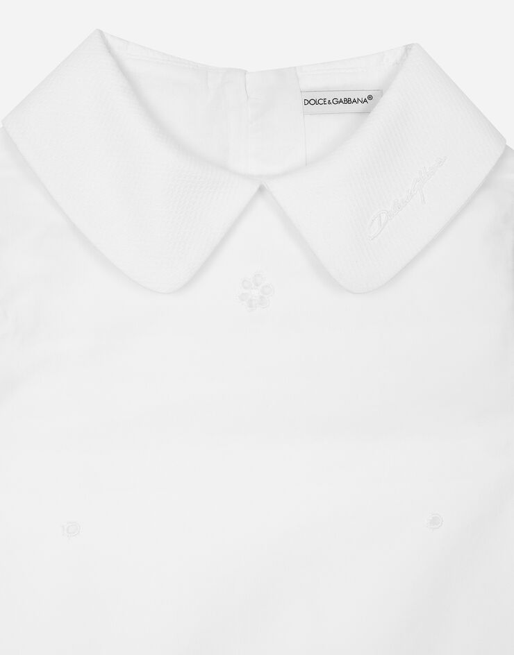 Dolce & Gabbana فستان بوبلين بتطريز إنجليزي أبيض L53DY4FG5BL
