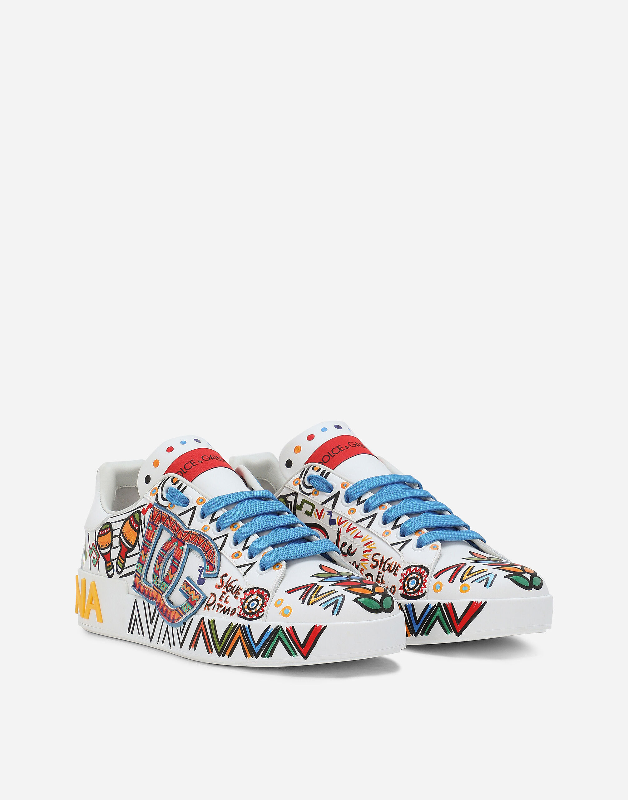Calfskin Portofino sneakers in Multicolor for Women | Dolce&Gabbana®