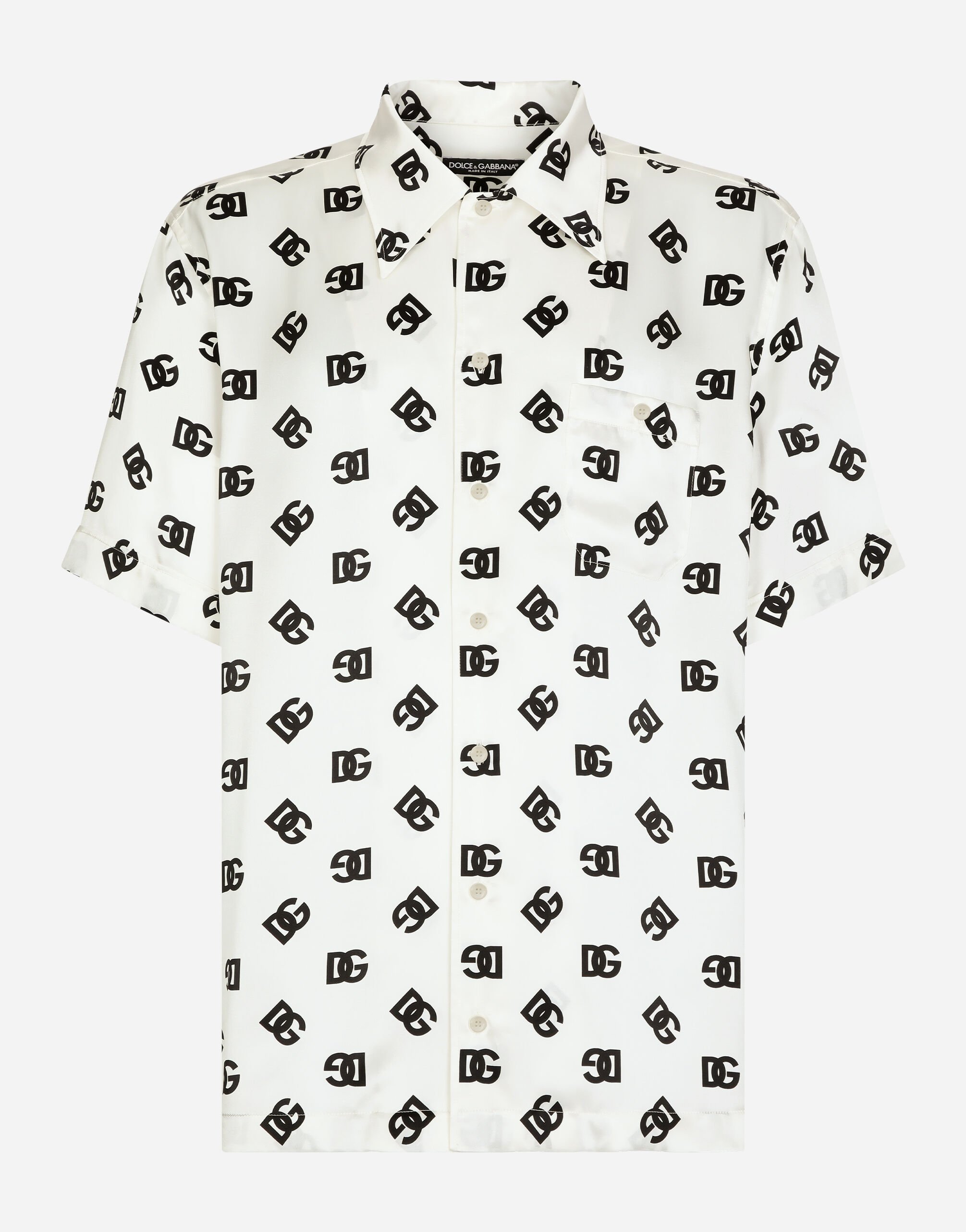 ${brand} Silk Hawaiian shirt with DG Monogram print ${colorDescription} ${masterID}