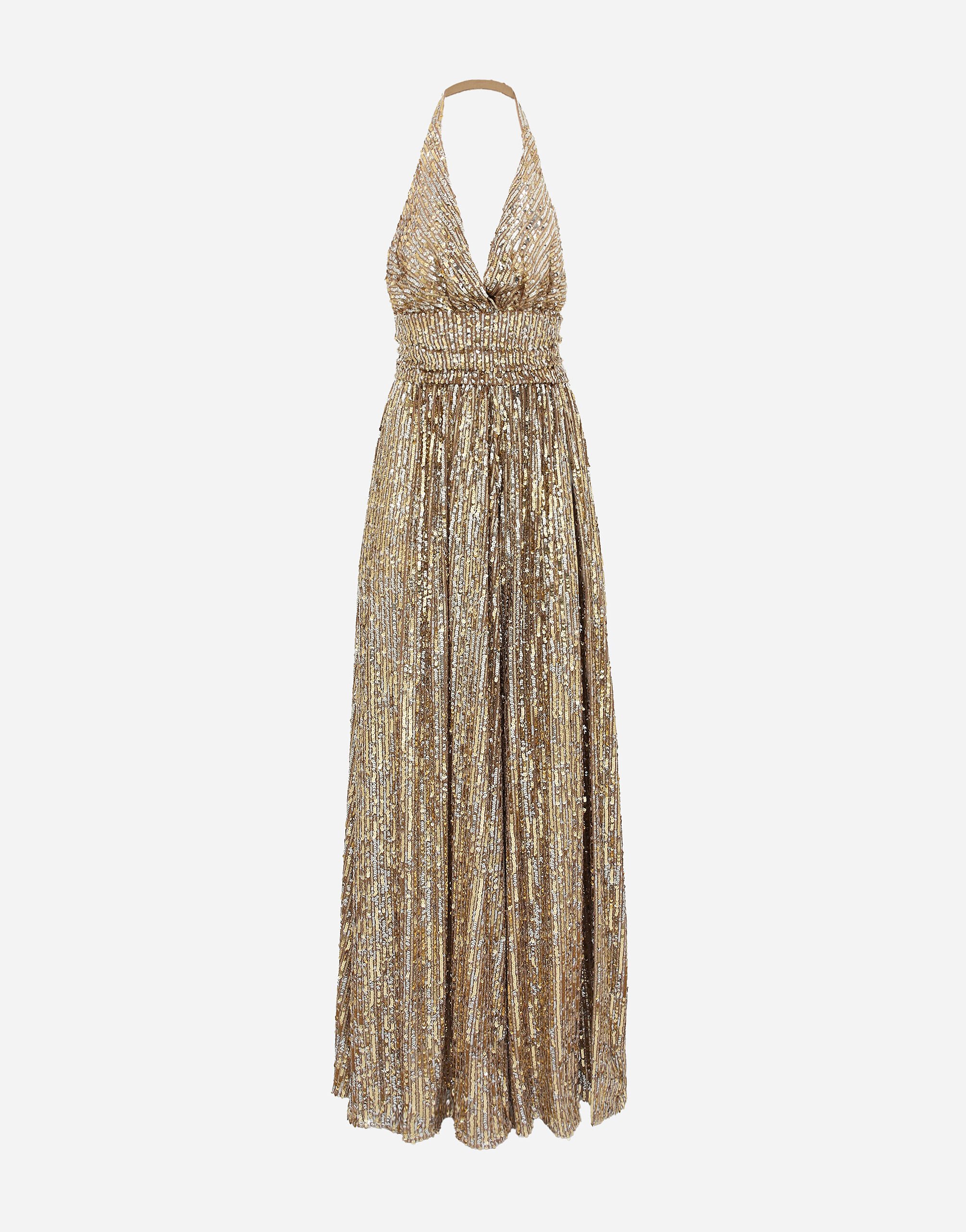 ${brand} Long sequined dress with slit ${colorDescription} ${masterID}