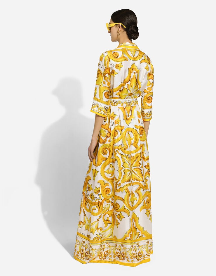 Dolce & Gabbana Vestaglia in twill di seta stampa Maiolica Stampa F0AH2THI1BD