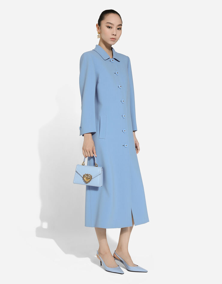 Dolce & Gabbana Cappotto monopetto in crêpe di lana Azzurro F0C3QTFU2L8