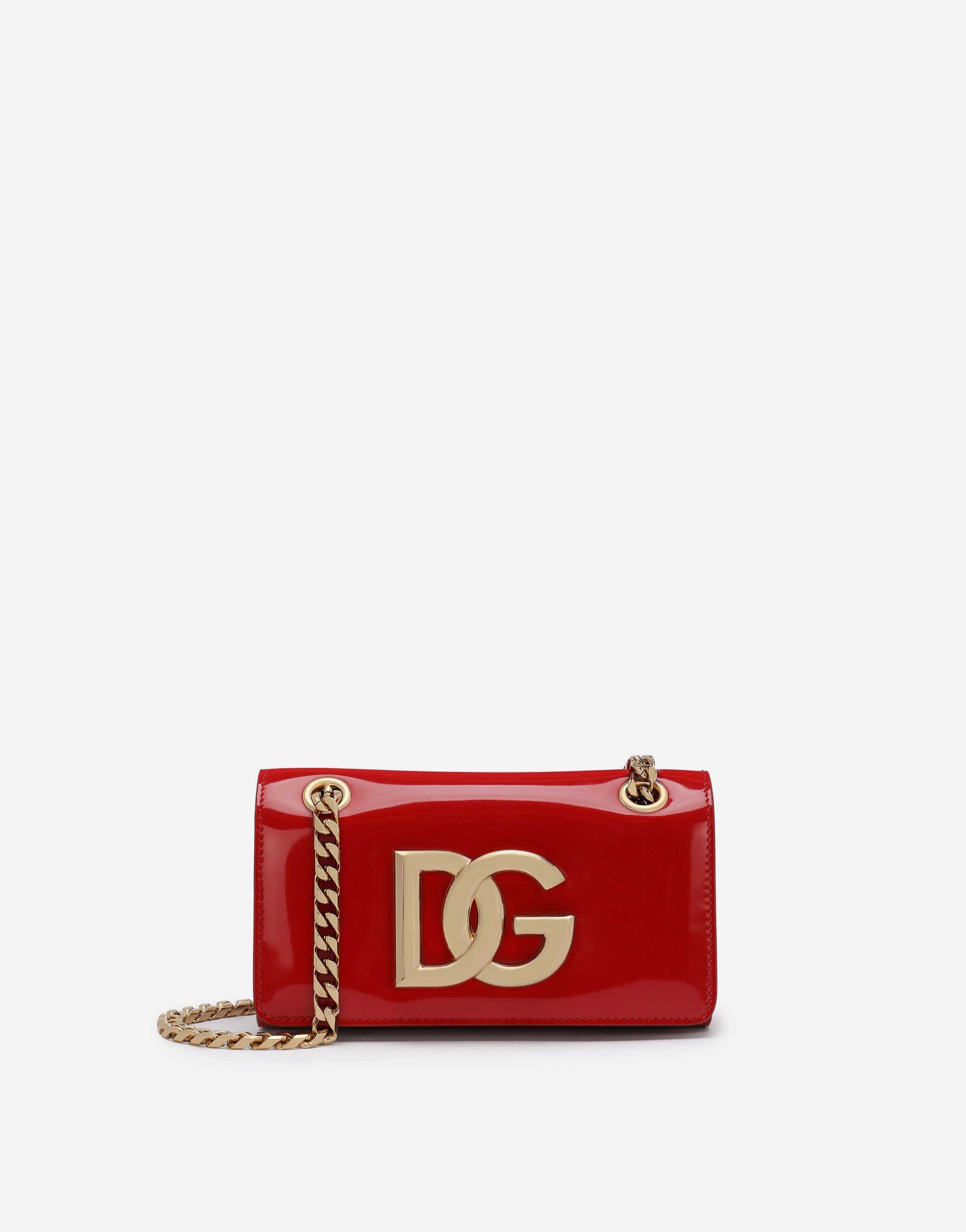 Dolce & Gabbana Phone bag 3.5 en cuir de veau brillant Orange BI3279AS204
