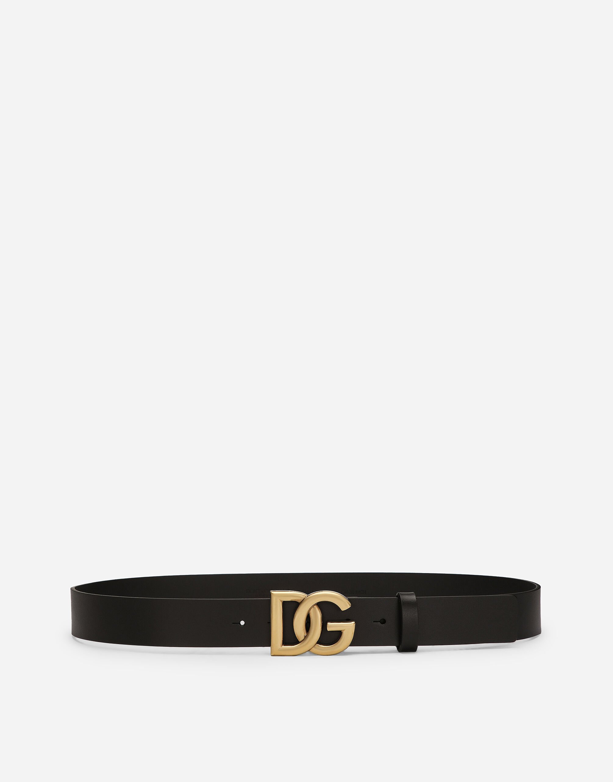 Dolce & Gabbana Cinturón de cuero de lujo con hebilla con logotipo DG cruzado Negro BM2012AS738