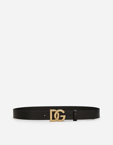 Dolce & Gabbana Cinturón de cuero de lujo con hebilla con logotipo DG cruzado Marfil VG3294VP3B1