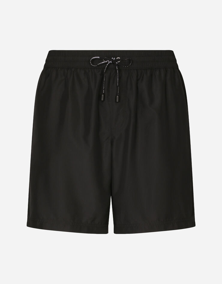 Dolce & Gabbana Mid-length swim shorts with top-stitching Black M4E99TFUSFW