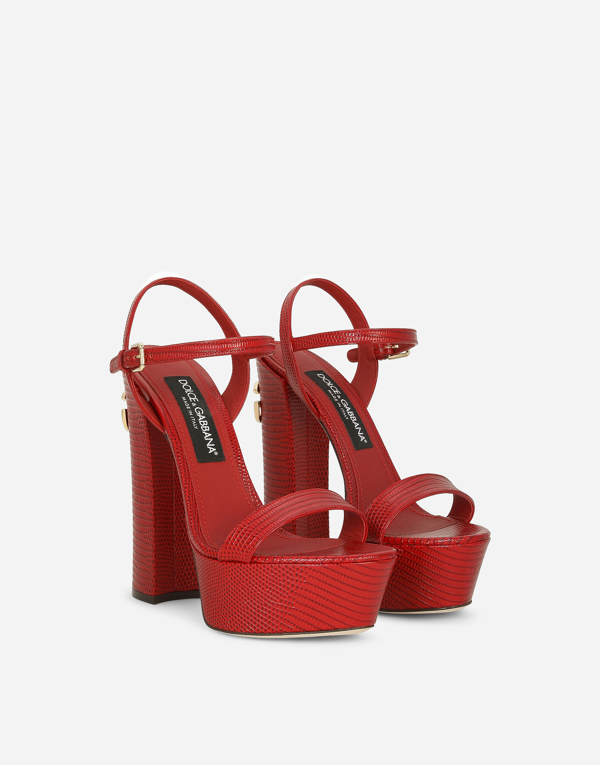 Dolce&Gabbana Calfskin platform sandals female Red