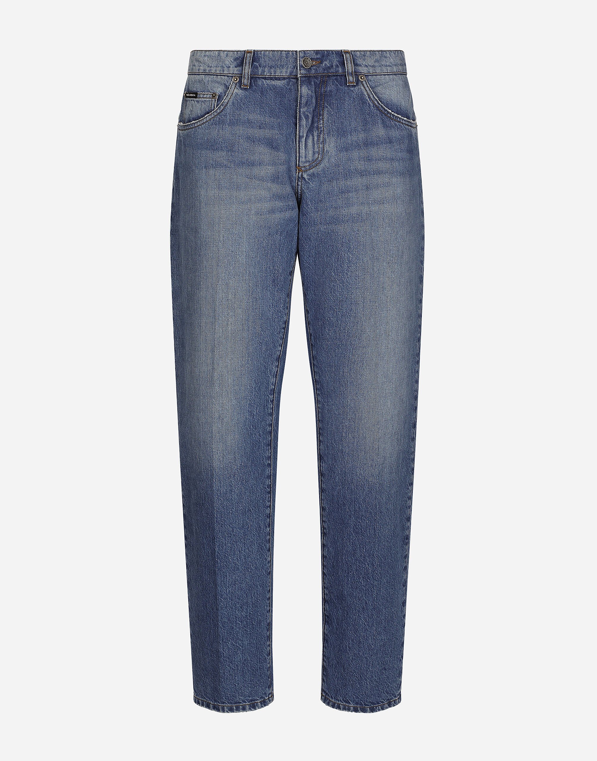 Dolce & Gabbana Классические джинсы синего цвета Отпечатки G5JH9THI1S8