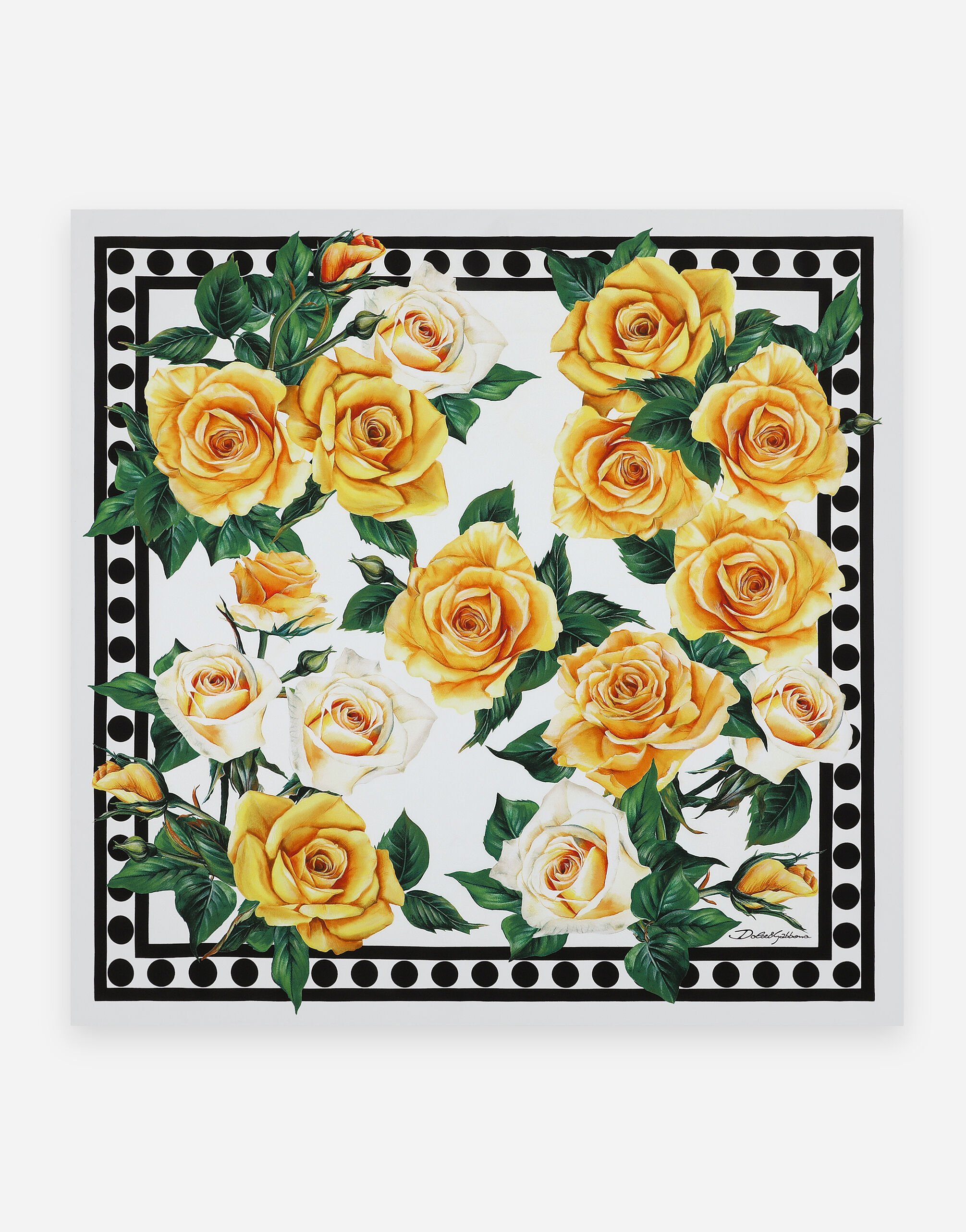 ${brand} Twill scarf with yellow rose print (70 x 70) ${colorDescription} ${masterID}