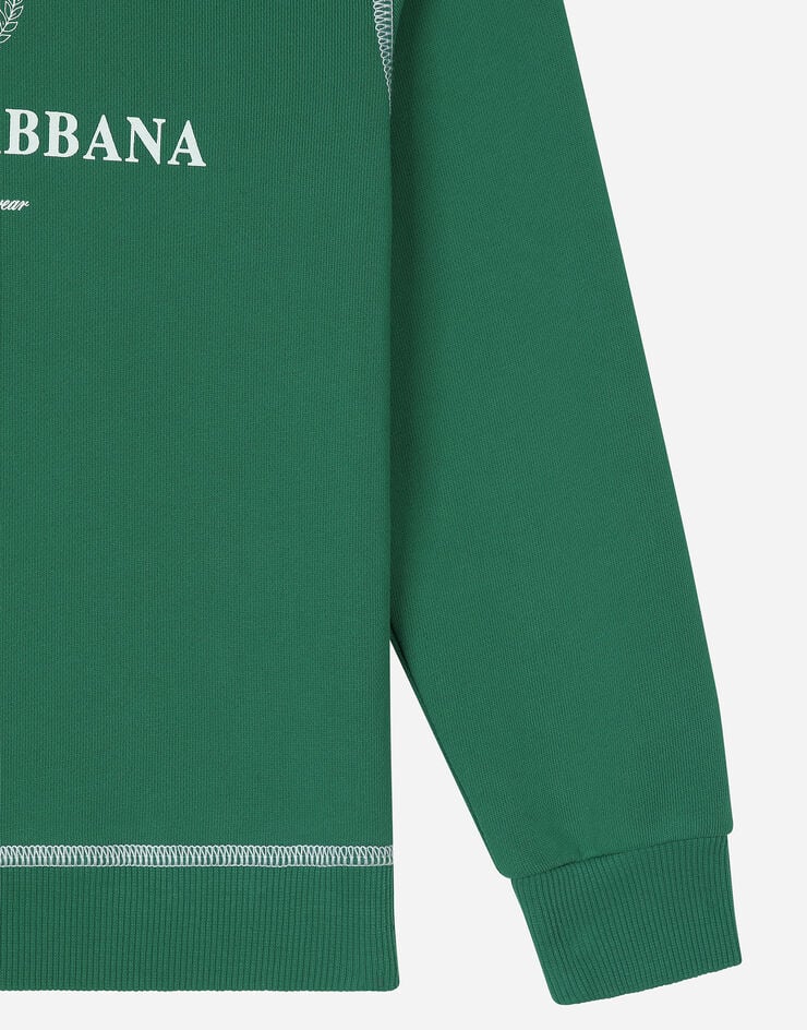 Dolce & Gabbana Jersey hoodie with contrasting stitching and Dolce&Gabbana logo Green L4JWKIG7NVV