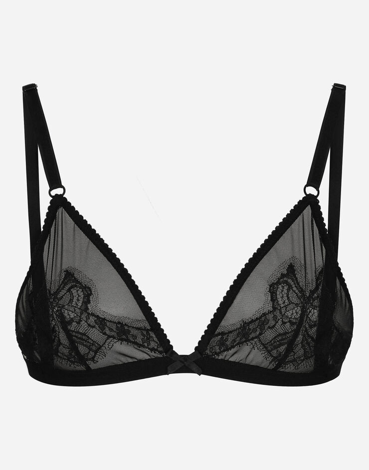 Dolce & Gabbana Soft-Cup-Triangel-BH aus Spitze und Tüll Schwarz O1A58TON02W