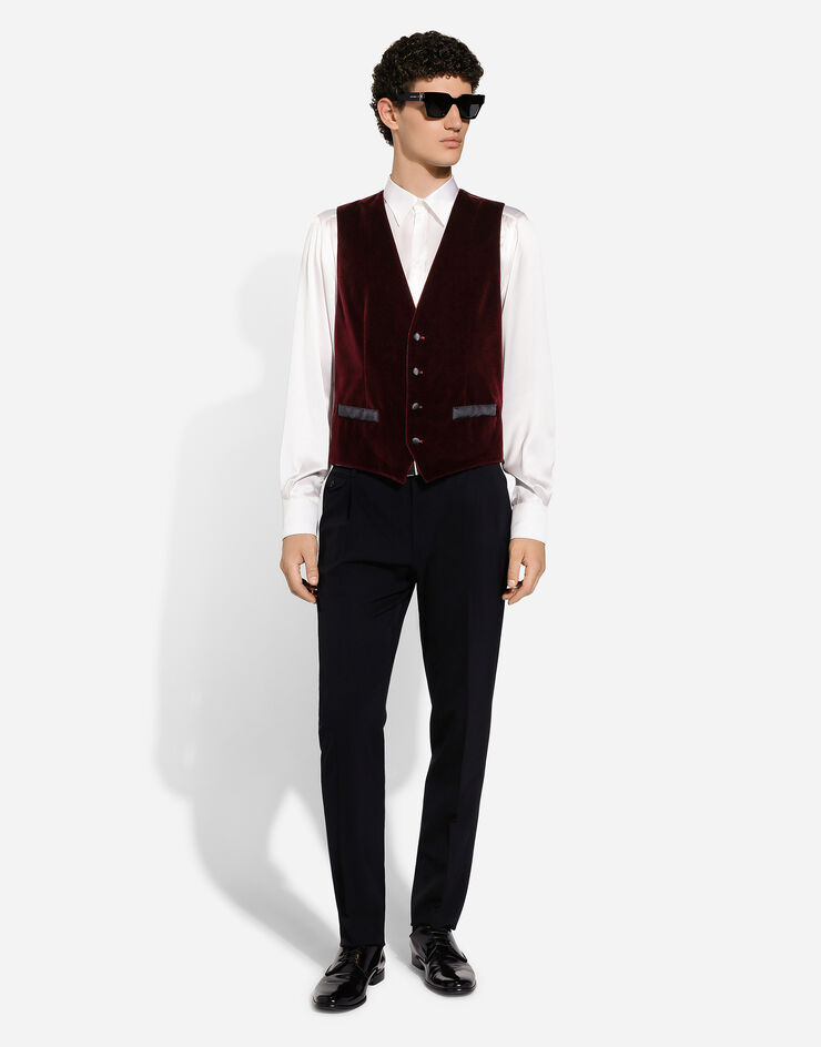 Dolce & Gabbana Single-breasted velvet vest Purple G700PTGI254