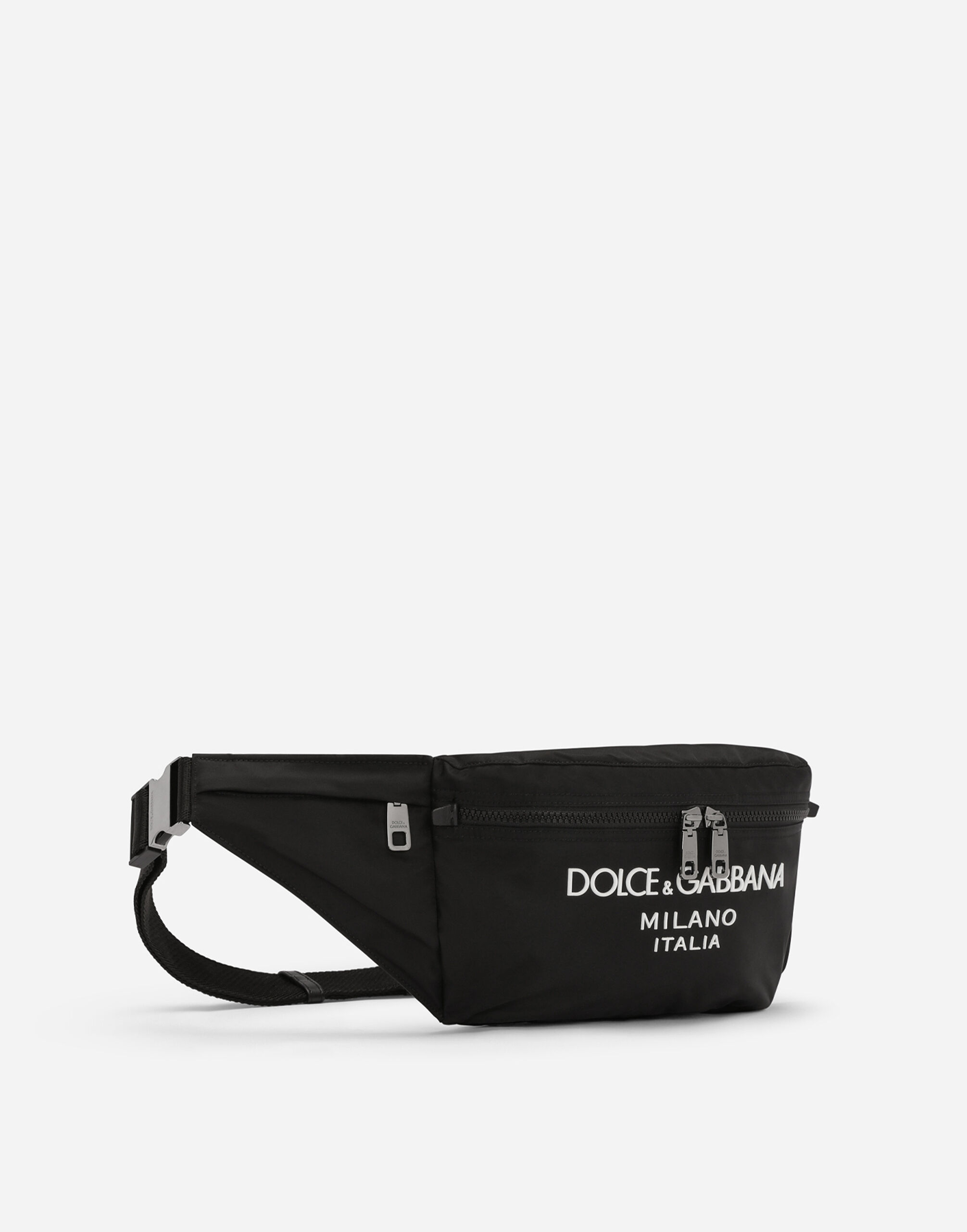 ブラックのメンズ Nylon belt bag with rubberized logo | Dolce&Gabbana®