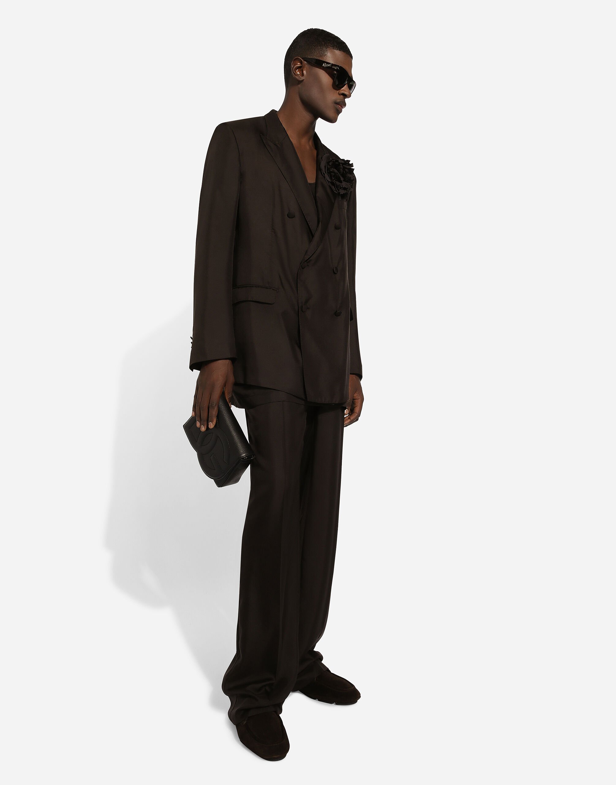 Tailored silk pants with darts in Brown for | Dolce&Gabbana® US