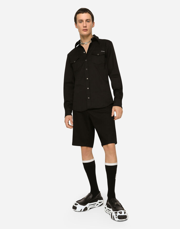 Black wash stretch denim shorts Multicolor in US | for Dolce&Gabbana®