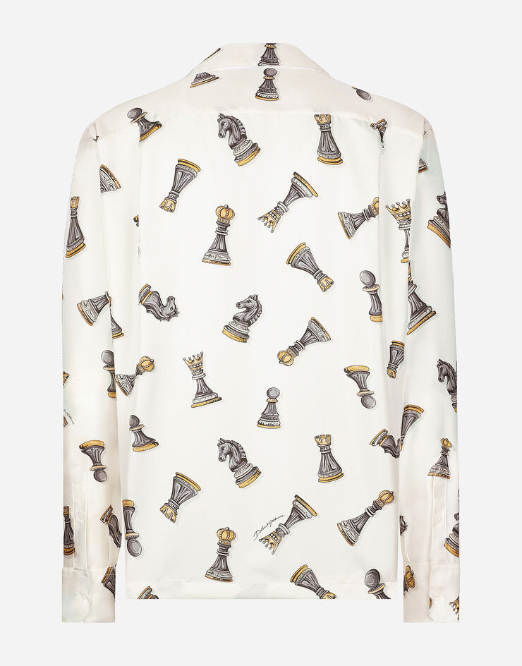 Dolce & Gabbana Silk twill shirt with chess-piece print Print G5IF1TIS1VA