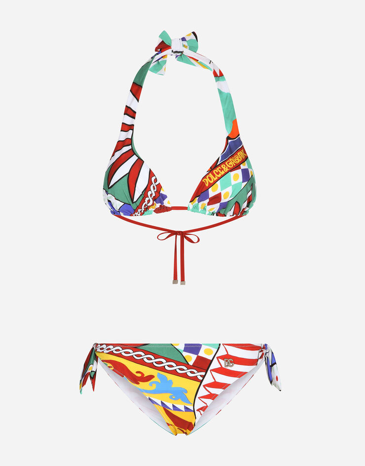 Dolce & Gabbana Bikini de triángulo con estampado Carretto Multicolore O8A54JONN72