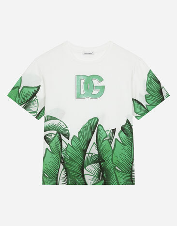 Dolce & Gabbana Jersey T-shirt with banana-tree DG logo print Print L44S10FI5JO