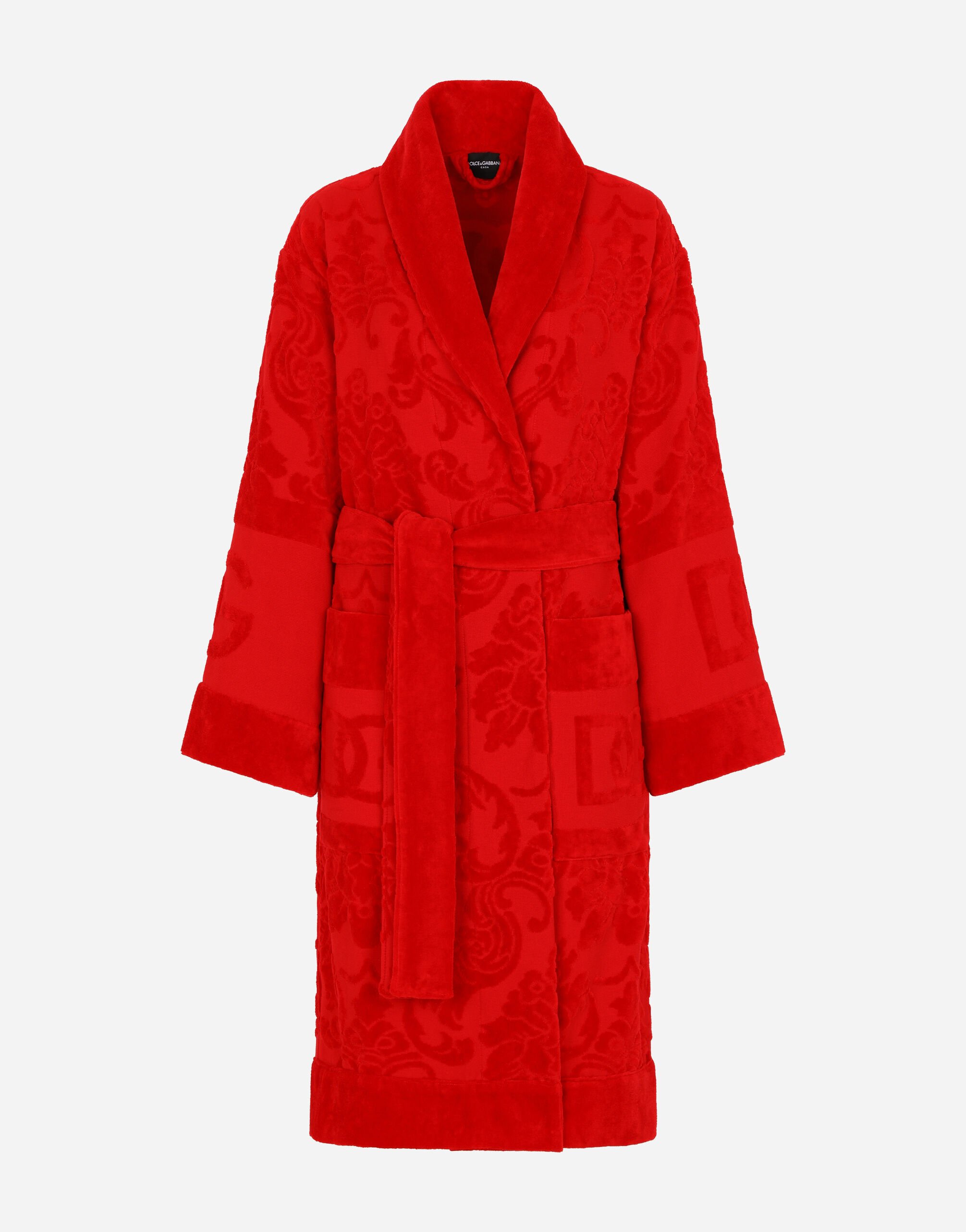 Dolce & Gabbana Bath Robe in Terry Cotton Jacquard Multicolor TCE002TCAF9