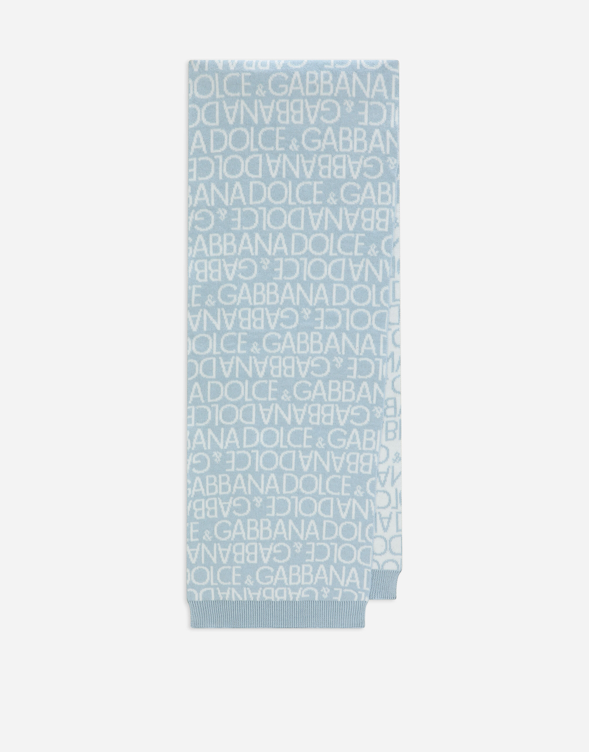 Dolce & Gabbana Knit scarf with all-over jacquard logo Print LNJA88G7NVE