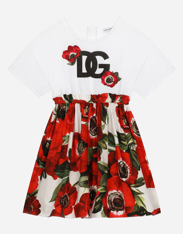 Dolce & Gabbana Kleid aus Jersey Anemonen-Print Drucken L53DG7G7E9W