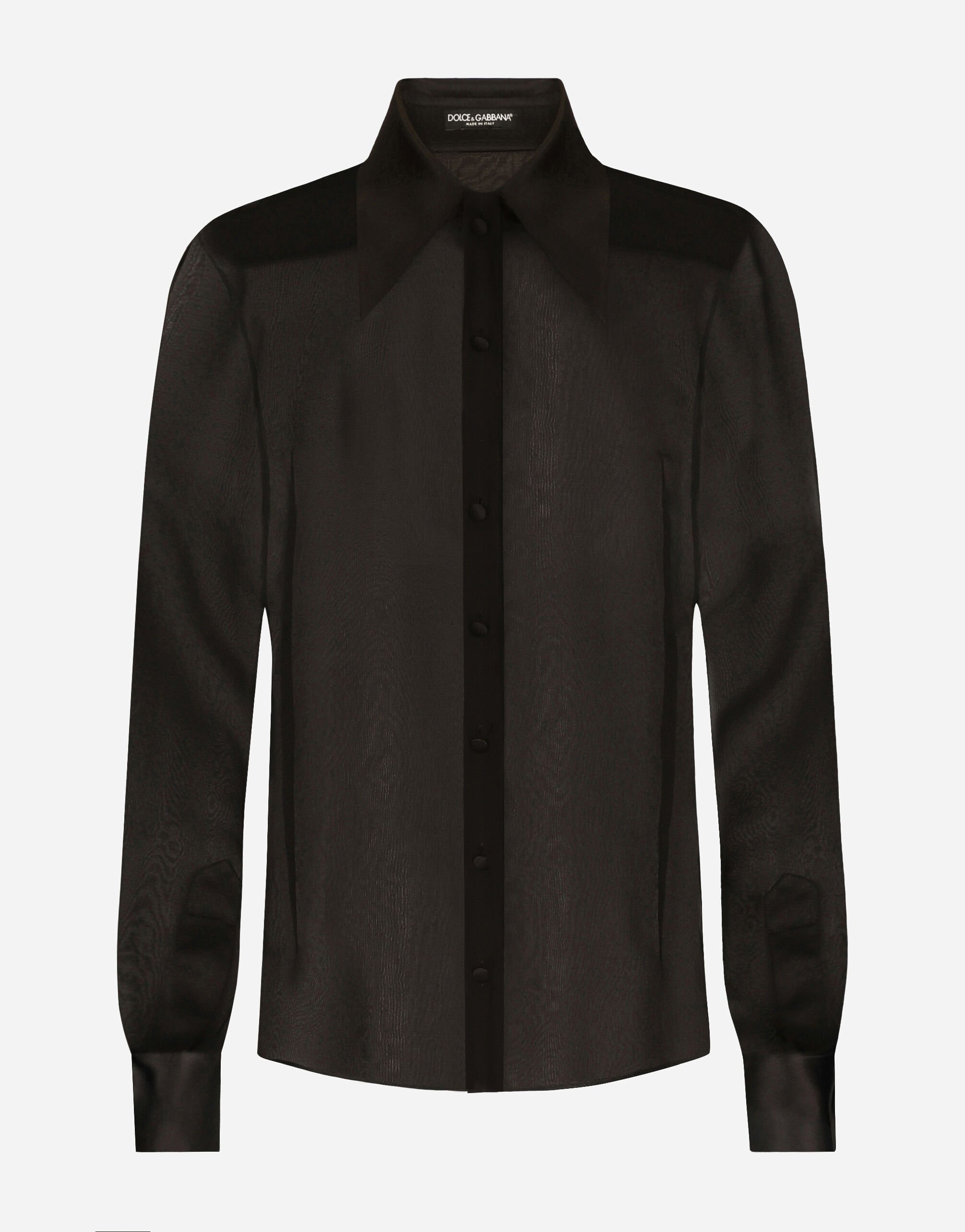 Dolce & Gabbana Silk chiffon shirt with satin details Silver BB7116AY828