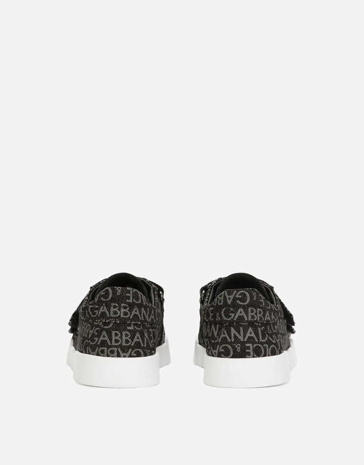 Dolce&Gabbana Sneakers Portofino vintage en nylon imprimé Noir DA5174AL125