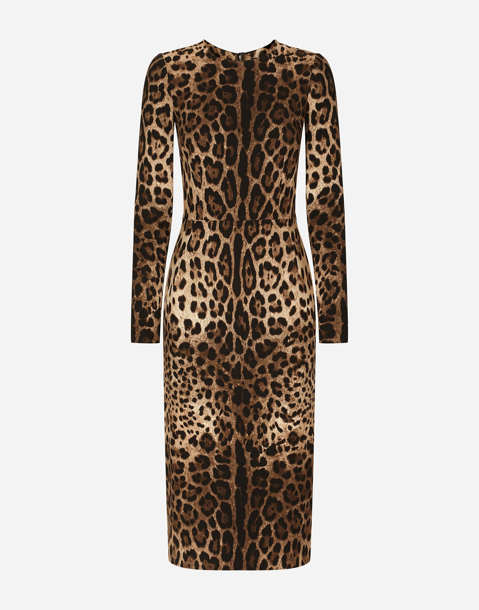${brand} Leopard-print cady dress with long sleeves ${colorDescription} ${masterID}