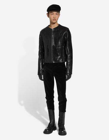 Dolce & Gabbana Blouson en cuir sans col Noir G9BHGLHULVX