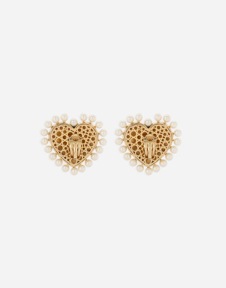 Dolce & Gabbana Pendientes de corazón con adorno de perlas Dorado WEQ6L8W1111