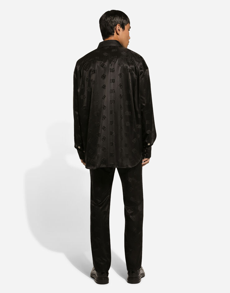 Dolce & Gabbana Silk jacquard shirt with DG Monogram Black G5KE9TFJSB7