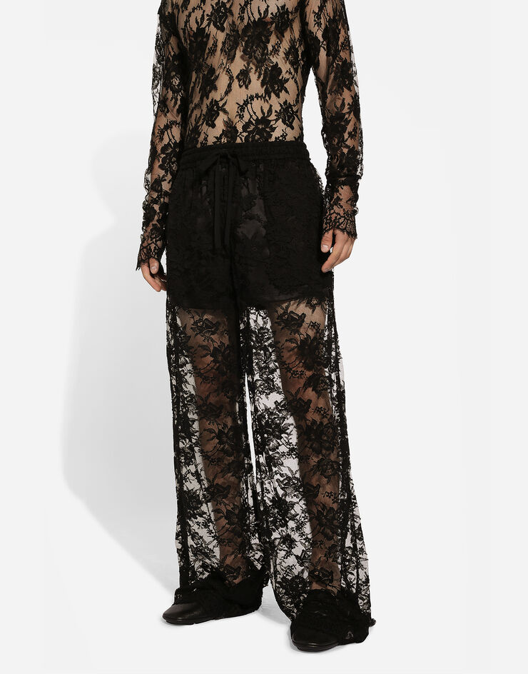 Dolce & Gabbana Пижамные брюки из кружева шантильи черный GP074THLMQJ