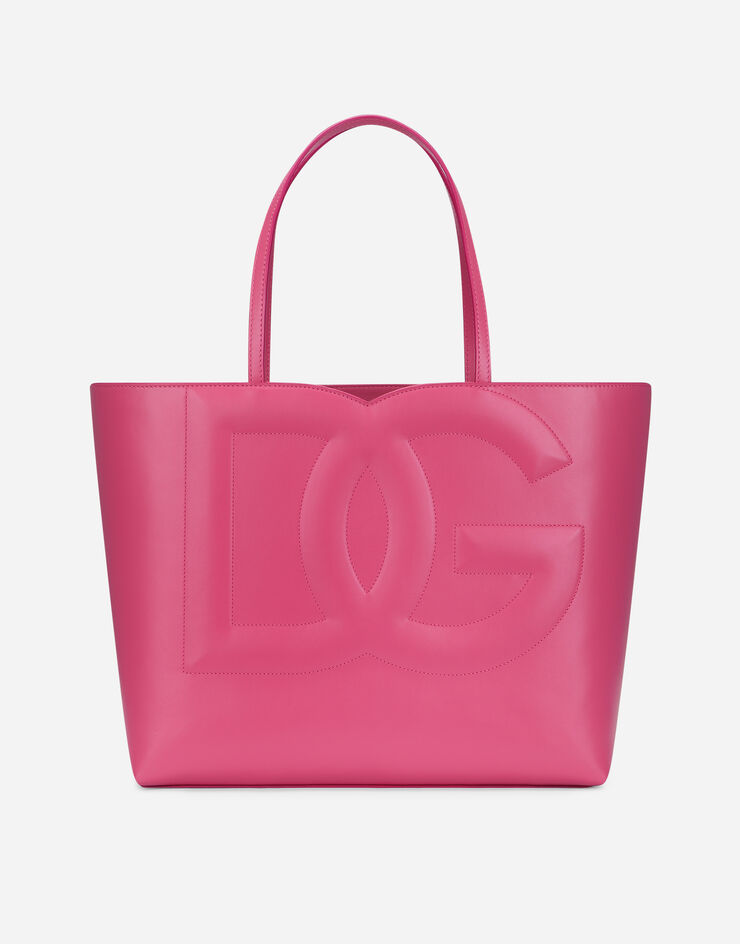 Dolce & Gabbana حقيبة تسوق متوسطة DG Logo Bag من جلد عجل أرجواني BB7338AW576