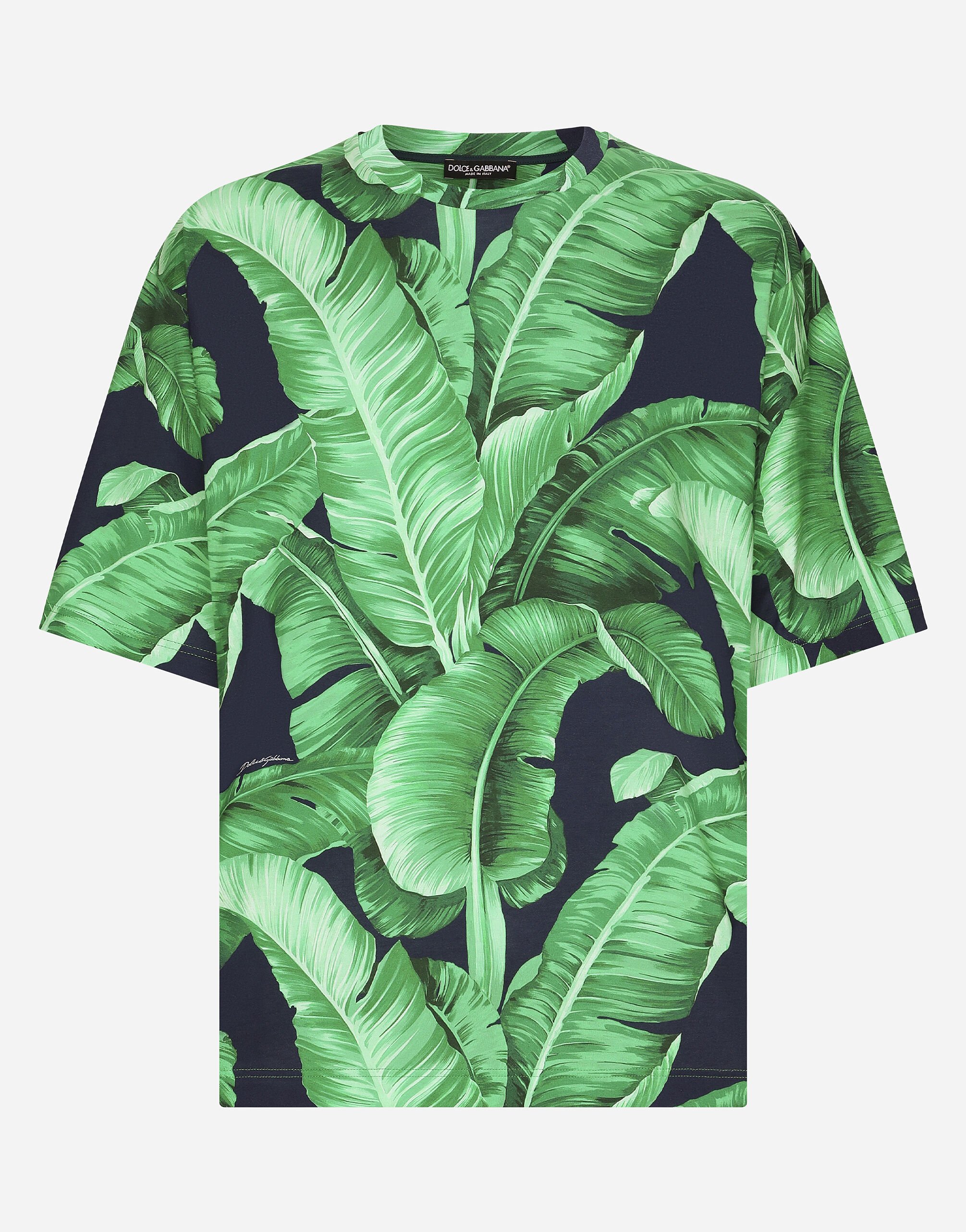 ${brand} Kurzarm-T-Shirt aus Baumwolle Bananenbaum-Print ${colorDescription} ${masterID}