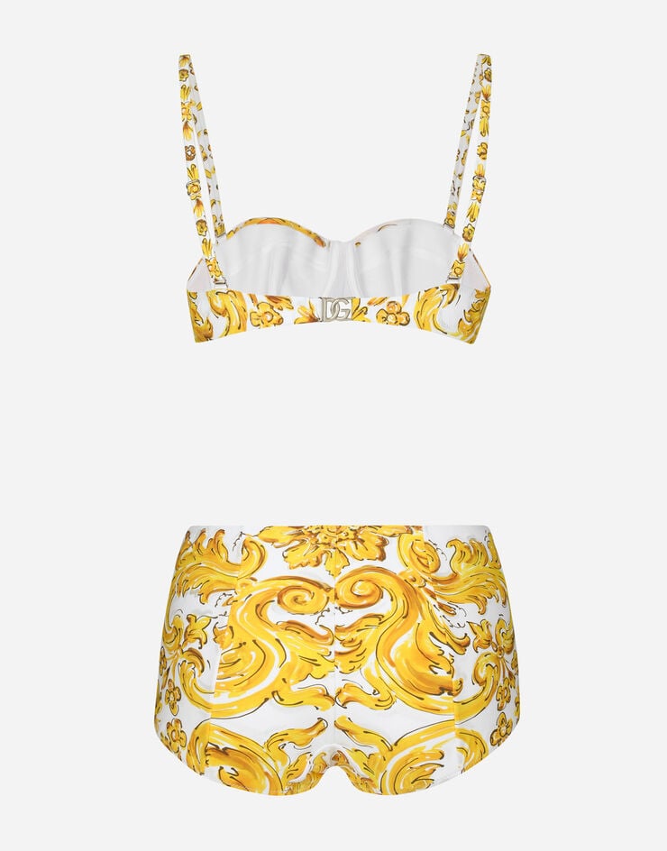 Dolce & Gabbana Bikini balconcino e culotte stampa maiolica Stampa O8A27JONR14